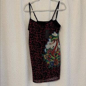 Ed Hardy Black and Pink Snake Graphic Camisole